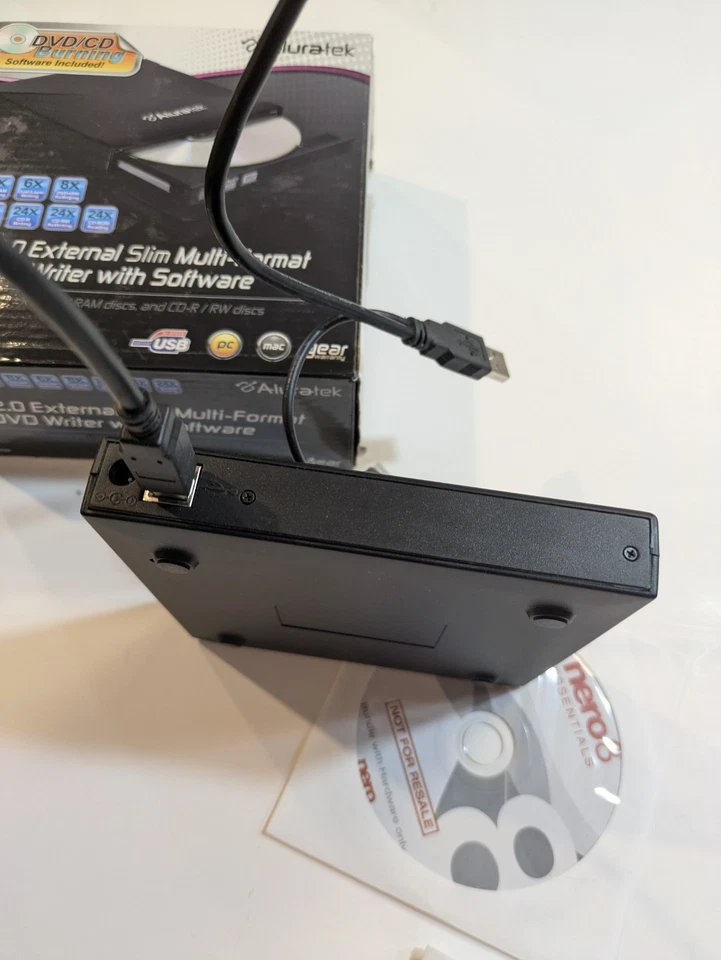 Aluratek AEOD100F USB 2.0 Externo Delgado Multiformato 8X Lector/Grabador de DVD Foto 2 de 4