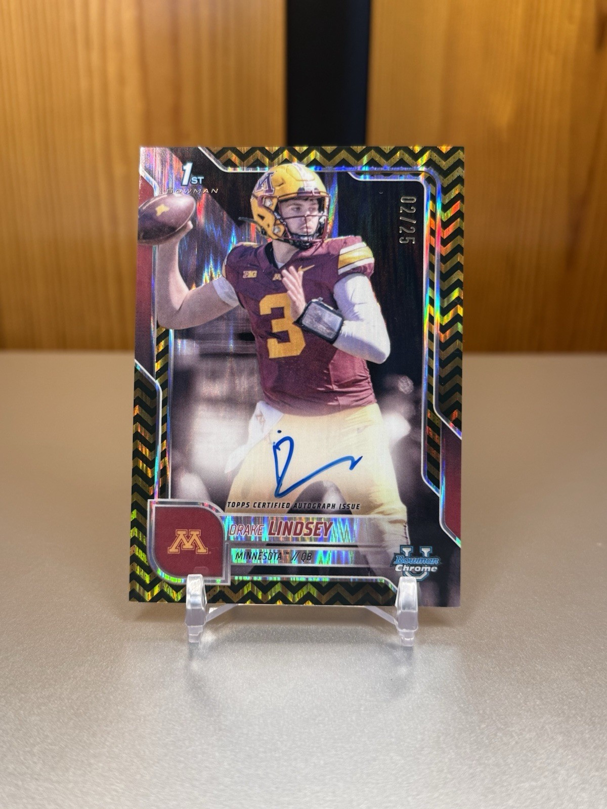 Drake Lindsey 2025 Bowman U Chrome Black & Gold Stealth Auto /25 1st #BCA-DLI