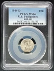 1944-D US Philippines 10c Ten Centavos Coin PCGS MS66