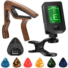 Guitar Capo, Guitar Picks, Guitar Accessories with Guitar Tuner, Capo for Aco...