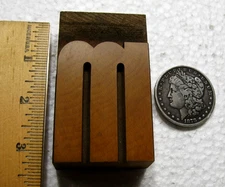 Vintage Letterpress wood type large LC m. Magnificent old letter!