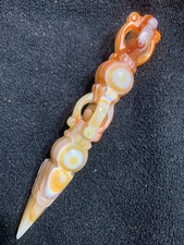 130mm Rare Tibetan Natural Agate Dzi Hand Carved Ritual Artifact !!!!