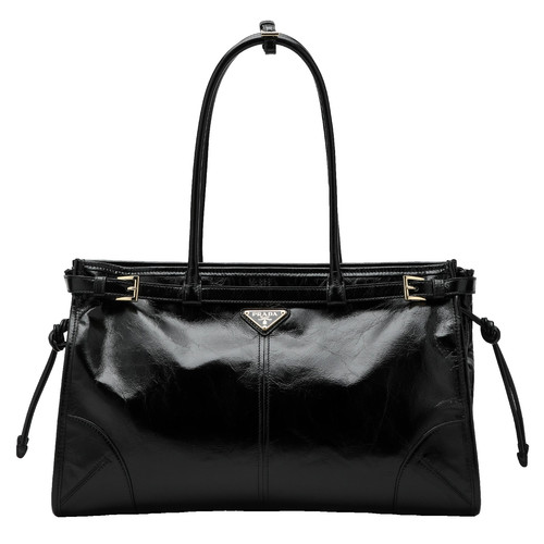 PRADA $3800 Black Bonnie Large Leather Top Handle Bag New & Authentic