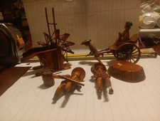 Vtg JAPAN Rickshaw Cart+ Water Wheel Figurine Celluloid Toys Great Parts+pieces!