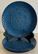 S/ 3 Gibson Elite Milanto Salad Plates Embossed Reactive Glaze Stoneware