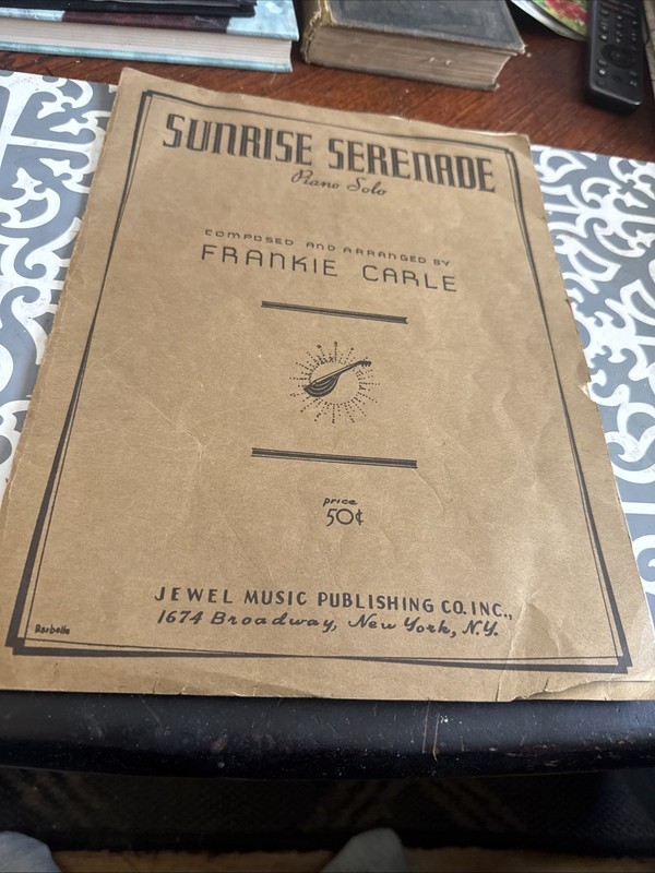 Sunrise Serenade piano solo, Frankie Carle, 1938 Jewel Music Publishing