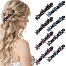 8Pcs Sparkling Crystal Stonebraided hair clipss Shiny Hair Bands Rhinestone F...