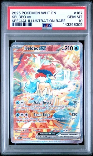 2025 POKEMON WHT EN-WHITE FLARE SPECIAL ILLUSTRATION RARE #167 KELDEO EX PSA 10