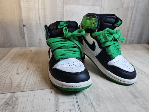Nike Air Jordan 1 Retro High OG “Pine Green” Black White Green Kids Sneakers 11c - Picture 7 of 10
