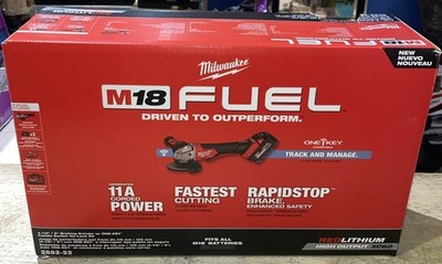 Milwaukee Tool 2882-22 M18 Fuel 4-1/2 In. / 5 In. Braking Grinder With One-Key