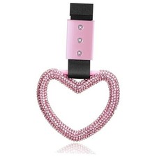 Bling Car Accessories Bling Heart Handle Ring Car Accessory Pink Heart Style