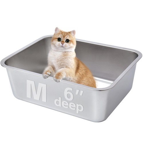 Stainless Steel Litter Box,Metal Litter Box for Cats Easy to Clean,Medium Lit...