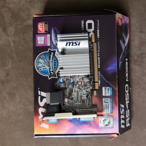MSI ATI Radeon R5450 1GB DDR3 Video Card GPU (MD1GD3H/LP ) -HDMI-VGA-DVI - NEW - Picture 2 of 4