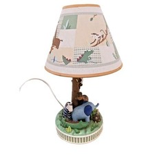 2004 Vintage Nursery Lamp Baby Animals Jungle Child Room w Shade Decor Works