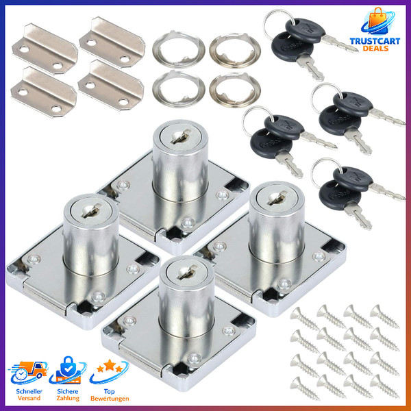 MöBelschloss Set 4X 22Mm Mit SchlüSsel FüR Schubladen SchräNke Sicherheit-image