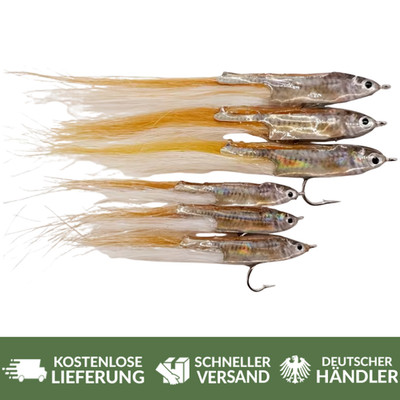 6x Streamer Minnow 5,5cm 9cm für  Hecht Zander Angeln Fischen Carbonhaken