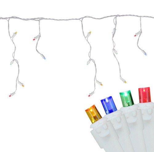 Northlight 100 Multi-Color LED Wide Angle Icicle Christmas Lights - White Wire - Picture 2 of 4