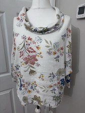 Cosset 100% Linen Top Made in Italy Floral Cowl Neck Relaxed Fit Summer