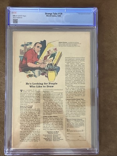 Strange Tales #139 Marvel 1963 CGC 6.0 Lee, Kirby, Ditko Dormammu y Barón Mordo - Imagen 2 de 2