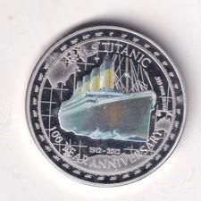 MONETA FORMATO CORONA TUVALUA PROOF 2012, ANNIVERSARIO TITANICO.   U11