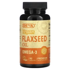 Deva Vegan Flaxseed Oil Omega-3 90 Vegan Caps Gluten-Free, Hexane-Free,