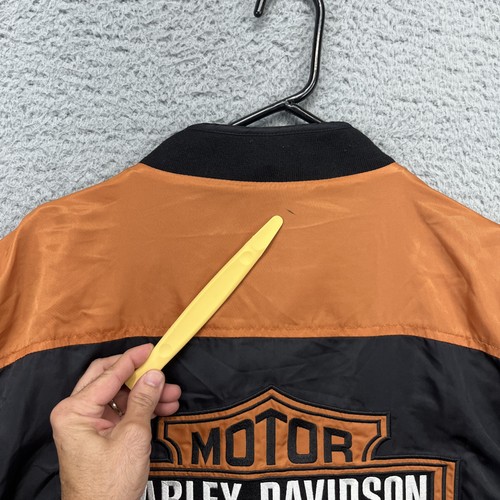 Harley Davidson Jacket Mens 3XL Orange Bar Shield Nylon Bomber Motorcycle Biker - Picture 3 of 18
