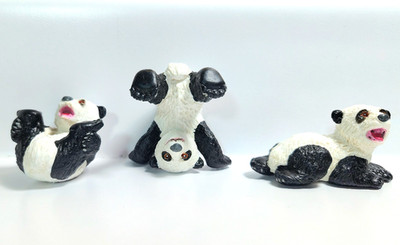 Vintage Bullyland Panda cubs Animal Figures ~ Educational Learning Toys set of 3