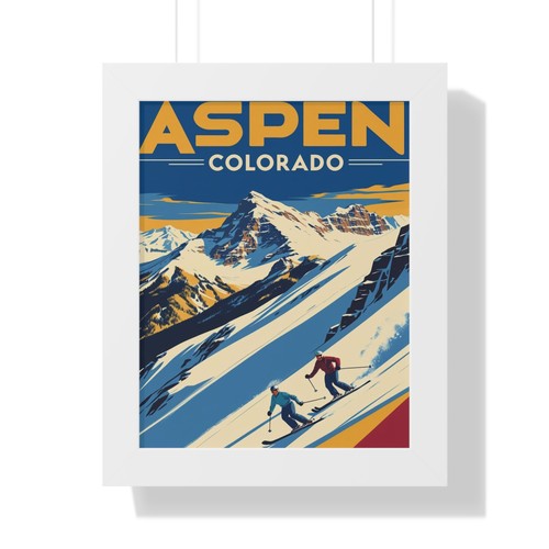 Póster de esquí Aspen vintage, arte de pared vertical enmarcado, decoración de Colorado, - Imagen 12 de 13