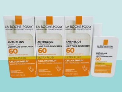 LA ROCHE POSAY ANTHELIOS ULTRA LIGHT FLUID SUNSCREEN SPF 60 1.7 OZ 10/2027 3PC