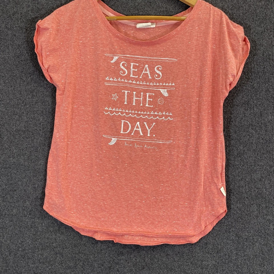 Pacific Creations Shirt Womens S Pink Seas The Day Tee Summer Beach Graphic