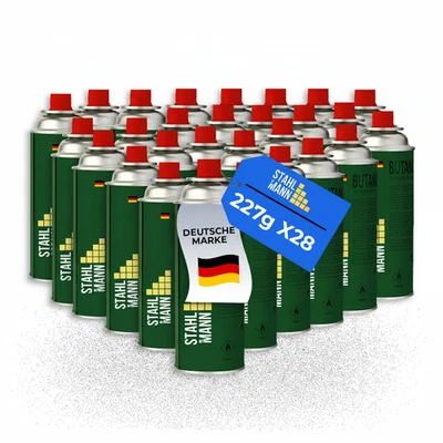 STAHLMANN® 28x Gaskartuschen 227g [Made in EU] – Butangas Kartusche