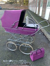 Vintage Purple Silver Cross Pram With Extra Seat & Pram Bag