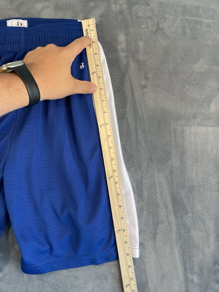 Pantalones Cortos Tejón Para Hombre S* Azul/Blanco Baloncesto Atléticos Cordón Jersey Foto 3 de 4