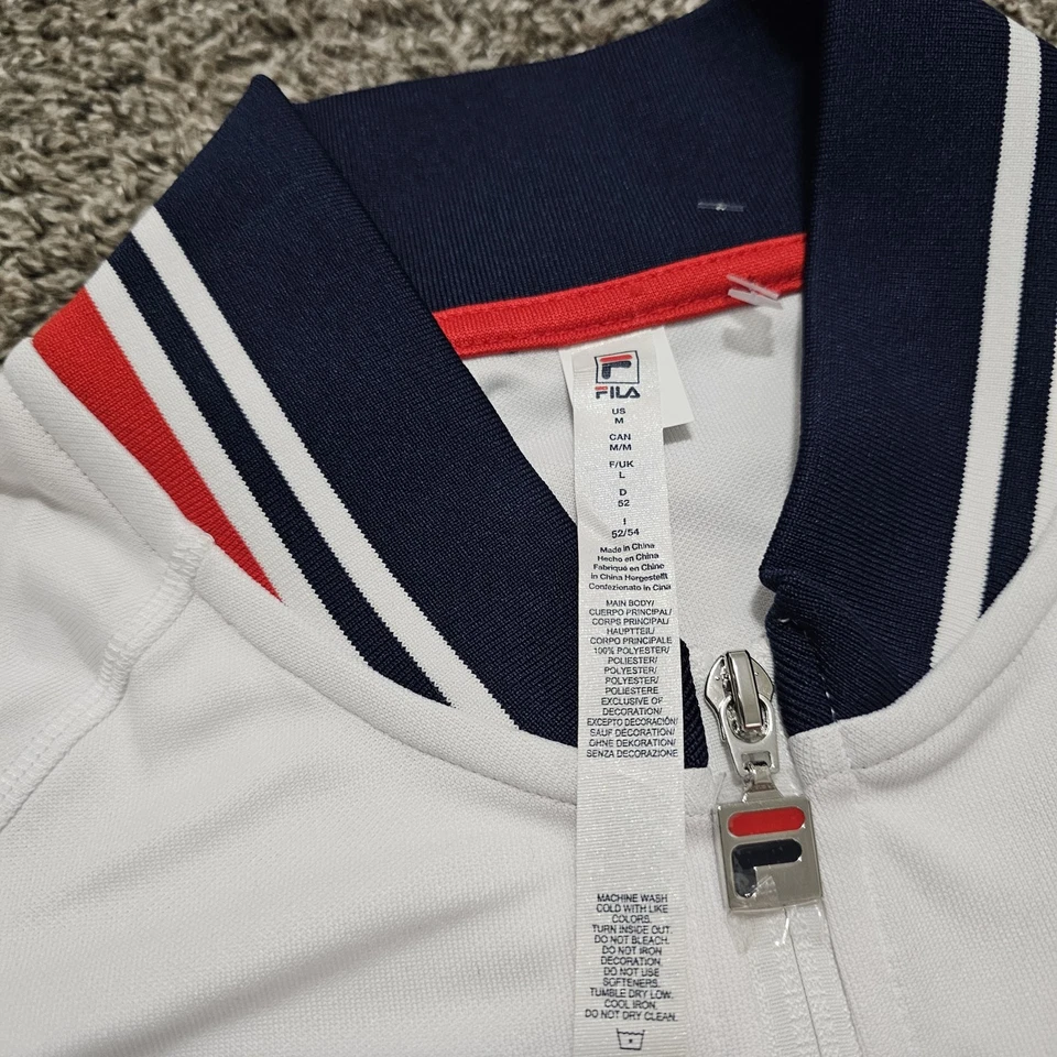 Chaqueta de tenis de pista Fila Heritage para hombre talla M blanca cremallera completa larga nueva con etiquetas precio de venta sugerido por el fabricante $90 Foto 3 de 4
