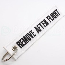 REMOVE AFTER FLIGHT KEYCHAIN QTY 1 PC COLOR  WHITE/black TAGS FLAGS PILOT CREW