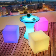 Cube LED RGB 16 Color Changing Light Stool Outdoor Indoor Patio Party Chair Seat
