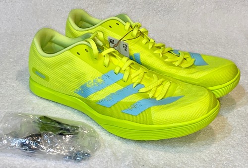 ADIDAS LJ Solar Yellow Aqua Blue Long Jump Track Field Shoes Spikes Mens Sz 5 11 - Picture 1 of 9