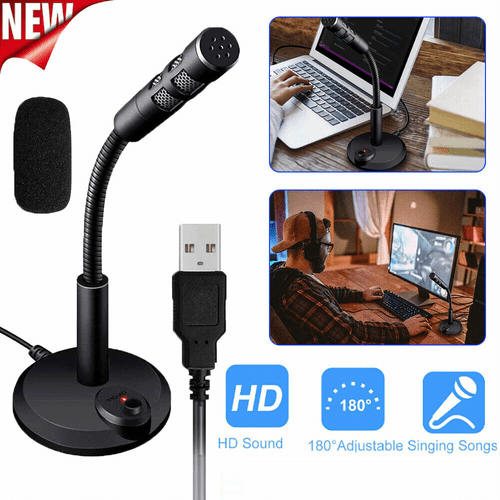 Desktop Mini USB Stand Microphone Mic For Desktop Laptop PC Computer