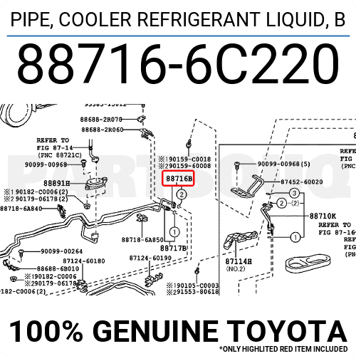 887166C220 Genuine Toyota PIPE, COOLER REFRIGERANT LIQUID, B 88716