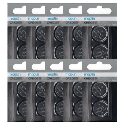 20 X Maplin CR2025 N65EC 3V Lithium Coin Cell Batteries Bulk Buy Job Lot
