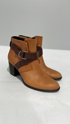 ECCO Women's Shape 55 Leather Ankle Boots Size 7.5 EU 38 Brown Cognac