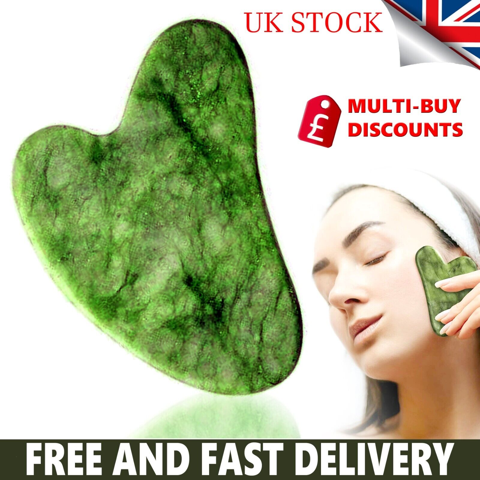 Jade Gua Sha Board Facial Body Massage Chinese Medicine Natural Scraping Tool UK