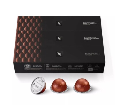 Nespresso Capsules Vertuo, Roasted Hazelnut, Medium Roast Coffee, 30 Count  Pods