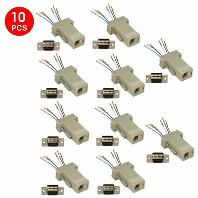 10 x DB9 Female RS232 to RJ11 RJ12 6P6C Telephone Phone Line Modular Adapter Lot