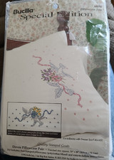 Vtg BUCILLA Stamped Cross Stitch Pillowcases DOVES PILLOWCASE PAIR 64446