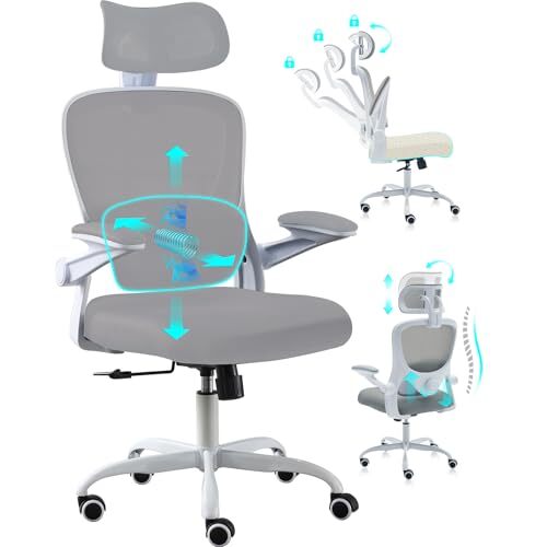 Ergonomic Office Chair with Tilt-Lock, Home Office Desk Chair with Light Gray-image