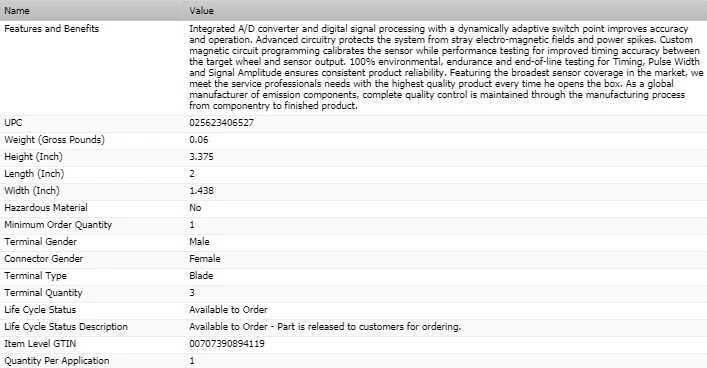 STANDARD Camshaft Position Sensor for 2006-2011 MERCURY MILAN - Изображение 4 из 4