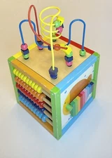 5 in 1 Wooden Bead Maze Activity Cube Motor Skills Center Kids Educational 14”