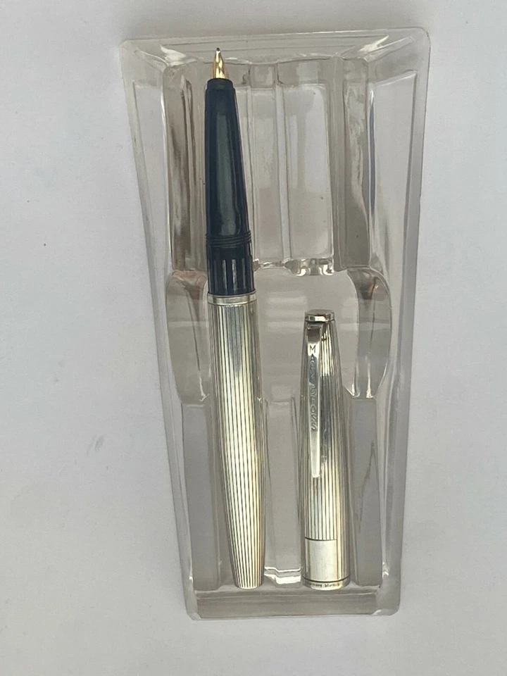 纯银标记十字脚笔 德国 M 码 硬度 全新带盒 - 美丽! — 第 3/4 张图片