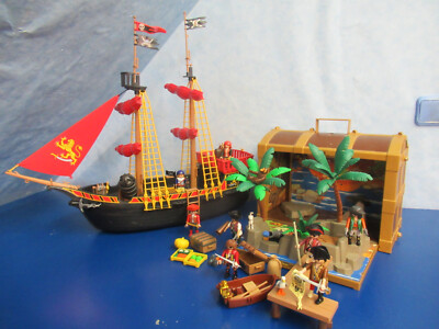 4424 4432 Piratenschif Piraten Truhe Palmen 2 Kanonen v Figuren  Playmobil 5938